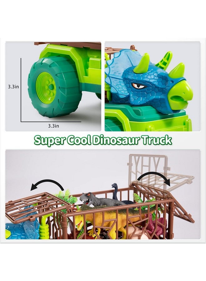 TEMI Dinosaur Truck Toys For Toddlers Kids 35 Triceratops Transport Car Carrier Truck With 8 Dino Figures Play Mat Dino Eggs And Trees Capture Jurassic Dinosaurs Play Set For Boys And Girls - Image 5