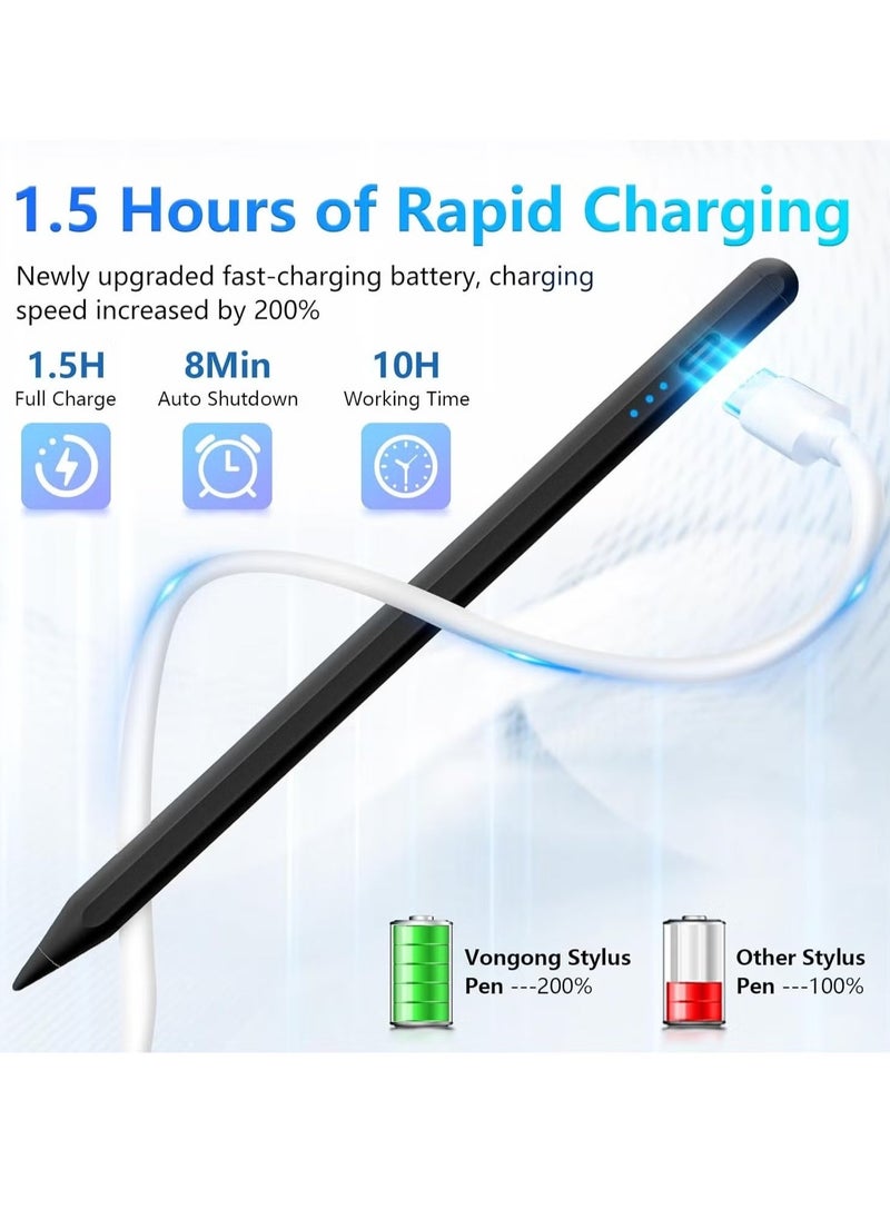 BGM Stylus Pen for iPad 9th & 10th Generation | iPad Pencil 2nd Generation | Fast Charging Active Pencil Compatible with 2018-2024 Apple iPads | iPad Pro 11"/12.9"/M4, iPad Air 3/4/5/M2, iPad Mini 5/6 - Black  - Image 3