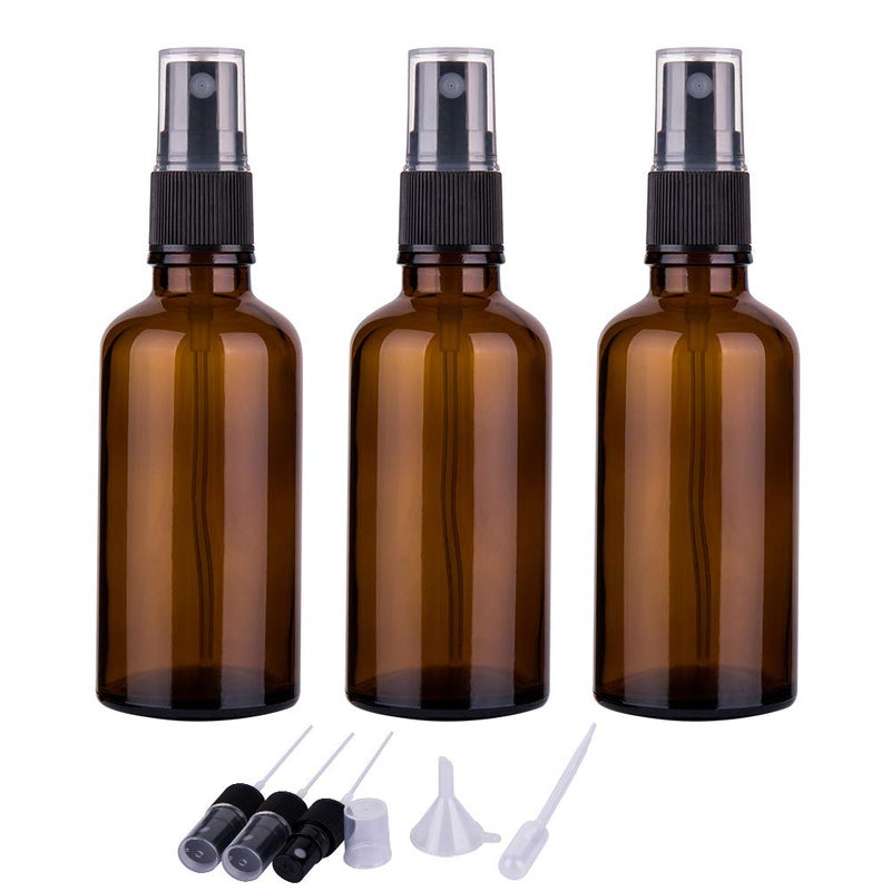 hmaimas 2oz Amber Glass Spray Bottles for Essential Oils, Small Empty Spray Bottle, Fine Mist Spray, Set of 3 - Image 1