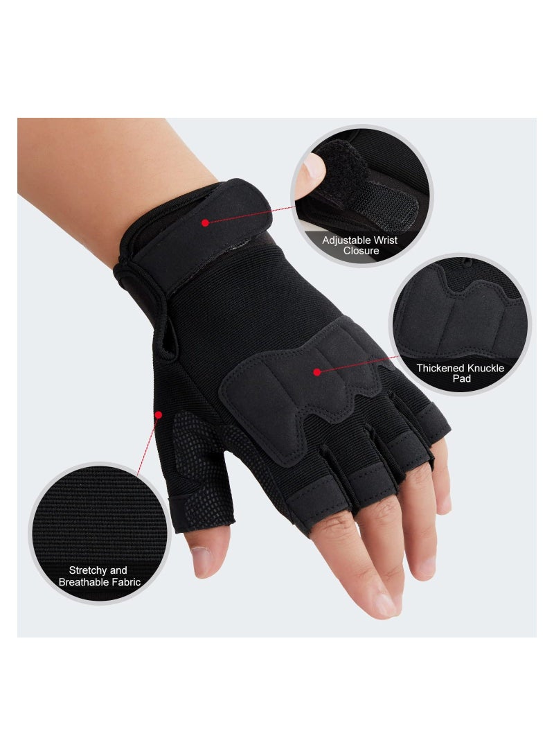 Y&D Cycling Gloves, SYOSI Fingerless Bicycle Gloves for Men Women Biking with Shock-Absorbing Padded Summer Riding Half Finger MTB Workout Sports (Black M Size) - Image 3