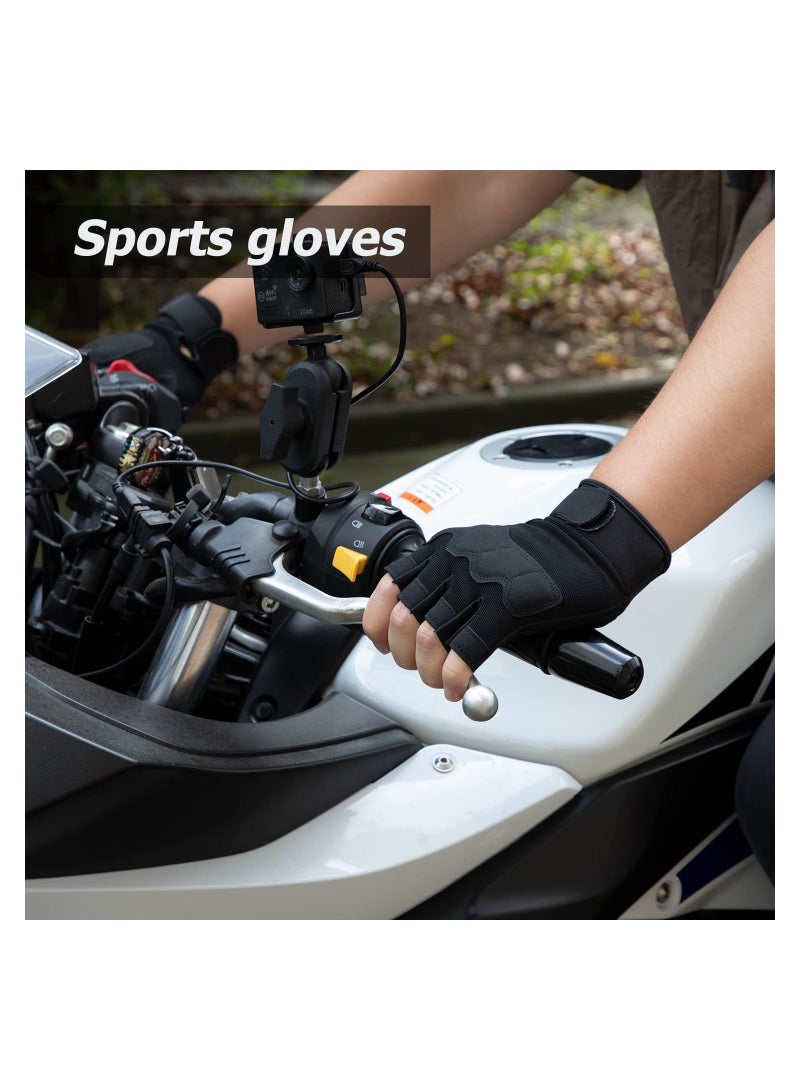 Y&D Cycling Gloves, SYOSI Fingerless Bicycle Gloves for Men Women Biking with Shock-Absorbing Padded Summer Riding Half Finger MTB Workout Sports (Black M Size) - Image 4