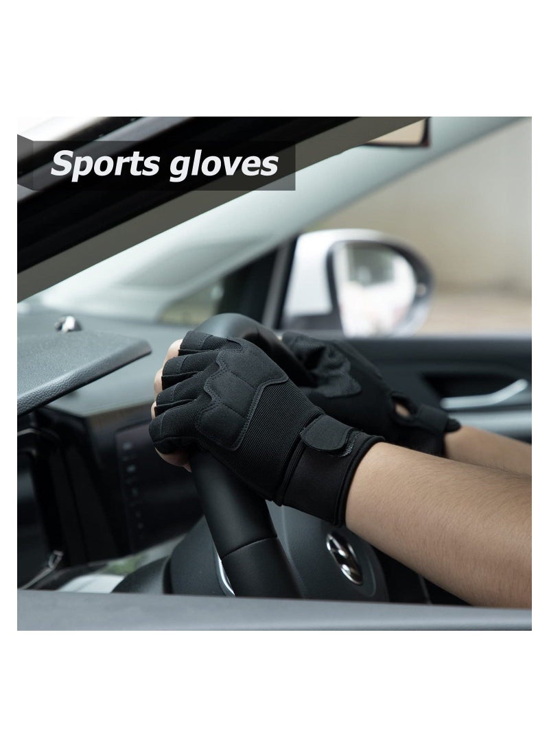 Y&D Cycling Gloves, SYOSI Fingerless Bicycle Gloves for Men Women Biking with Shock-Absorbing Padded Summer Riding Half Finger MTB Workout Sports (Black M Size) - Image 5