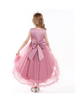 Generic Elegant Girls' Sequin Tulle Princess Dress with Flower Appliqué — Frock for Girls, Girl Dress, Party Wear Dress for Girls, Birthday Dress for Girl, Clothes for Kids Girls, Dresses for Girls, Kids Girl Dress — Dusty Pink, 120cm (6-8Y)  - Image 3