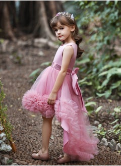 Generic Elegant Girls' Sequin Tulle Princess Dress with Flower Appliqué — Frock for Girls, Girl Dress, Party Wear Dress for Girls, Birthday Dress for Girl, Clothes for Kids Girls, Dresses for Girls, Kids Girl Dress — Dusty Pink, 120cm (6-8Y)  - Image 4