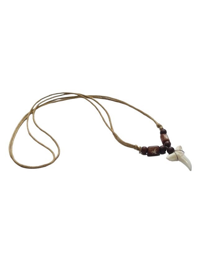 Swimmi Genuine Mako Shark Tooth Pendant Surfer Beads Cord Necklace for Men Women CA378 - Image 3