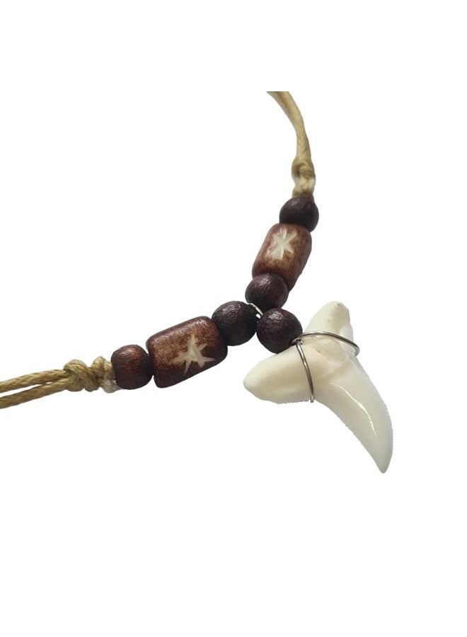Swimmi Genuine Mako Shark Tooth Pendant Surfer Beads Cord Necklace for Men Women CA378 - Image 2