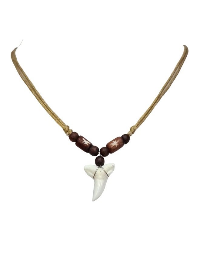 Swimmi Genuine Mako Shark Tooth Pendant Surfer Beads Cord Necklace for Men Women CA378 - Image 4