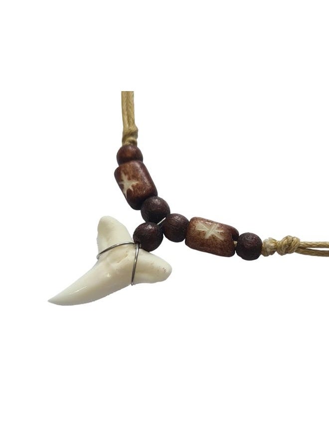 Swimmi Genuine Mako Shark Tooth Pendant Surfer Beads Cord Necklace for Men Women CA378 - Image 5