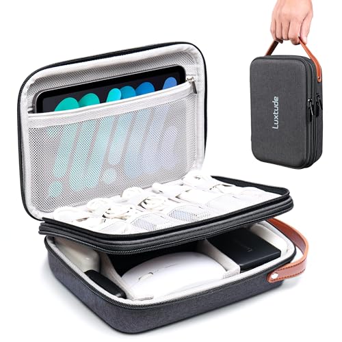 Luxtude Electronics Organizer Travel Case, Portable Tech Organizers Travel Case, Hard Cases for Electronics, Sturdy Charger Bag, Waterproof Tech Bag for Charger/Mouse/Hard Drive, Christmas Gifts - Image 1