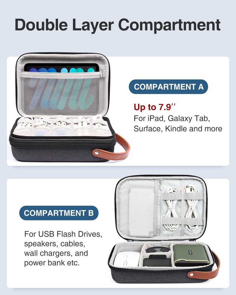 Luxtude Electronics Organizer Travel Case, Portable Tech Organizers Travel Case, Hard Cases for Electronics, Sturdy Charger Bag, Waterproof Tech Bag for Charger/Mouse/Hard Drive, Christmas Gifts - Image 3