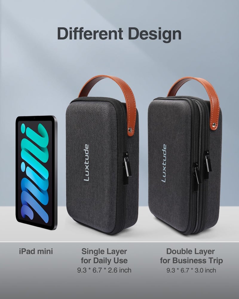 Luxtude Electronics Organizer Travel Case, Portable Tech Organizers Travel Case, Hard Cases for Electronics, Sturdy Charger Bag, Waterproof Tech Bag for Charger/Mouse/Hard Drive, Christmas Gifts - Image 4
