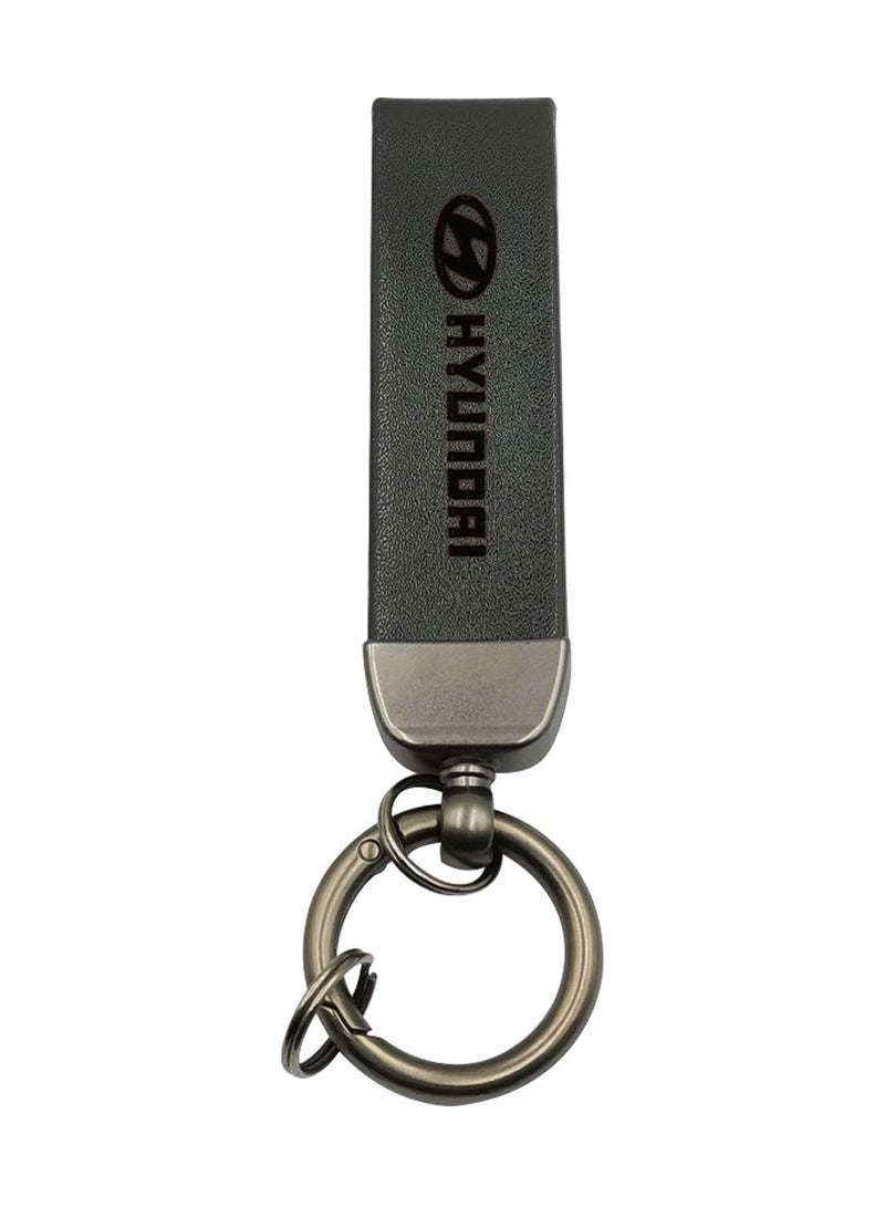 HYUNDAI Car Key Chain Super Finish Metal Ring PU Leather Strap Keychain Home Key Chain Car Keychain Hyundai 1Pcs  - Image 1