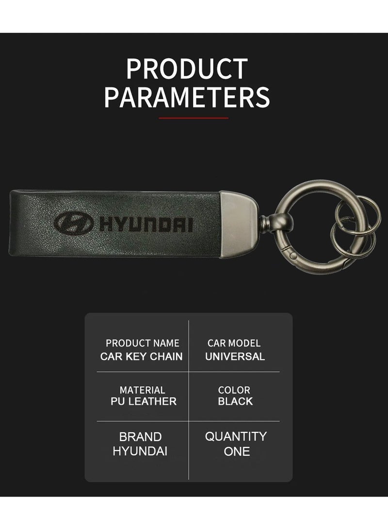 HYUNDAI Car Key Chain Super Finish Metal Ring PU Leather Strap Keychain Home Key Chain Car Keychain Hyundai 1Pcs  - Image 2