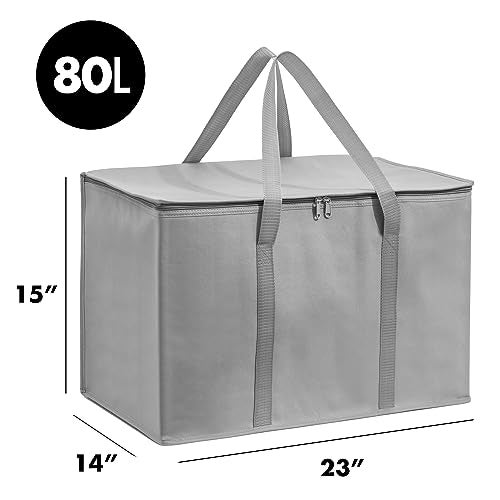 Carrywell (Not Made In China) Insulated Food Delivery Bags, Reusable Grocery Carrier, Catering, Thermal Insulation Tote Bags for Hot and Cold Food, Pizza, Uber Eats and Doordash (1, Gray, 3X-Large) - Image 3
