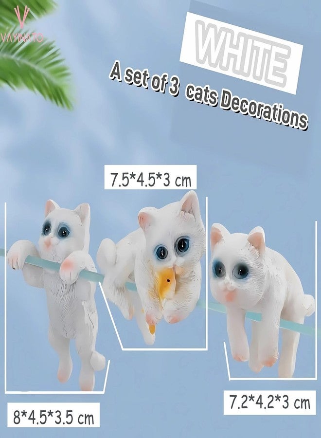 VAYINATO® 3 Pcs (Yellow) Cute Tiny Hanging Kitten Cat On Fish Tank, Flower Pot Climber Mini Cat Statue, Desktop Hanging Ornament Decoration by Petzlifeworld - Image 4