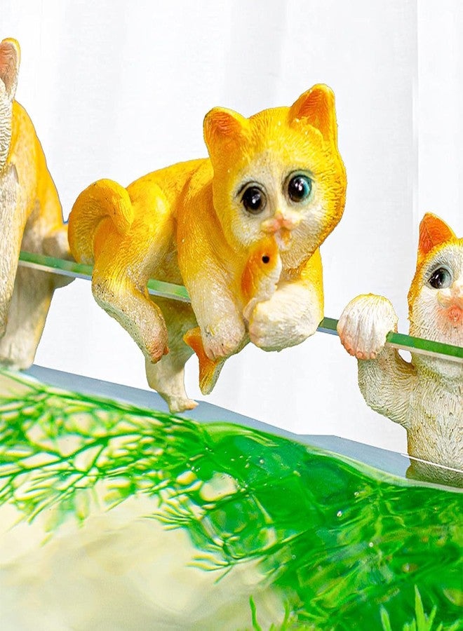 VAYINATO® 3 Pcs (Yellow) Cute Tiny Hanging Kitten Cat On Fish Tank, Flower Pot Climber Mini Cat Statue, Desktop Hanging Ornament Decoration by Petzlifeworld - Image 3