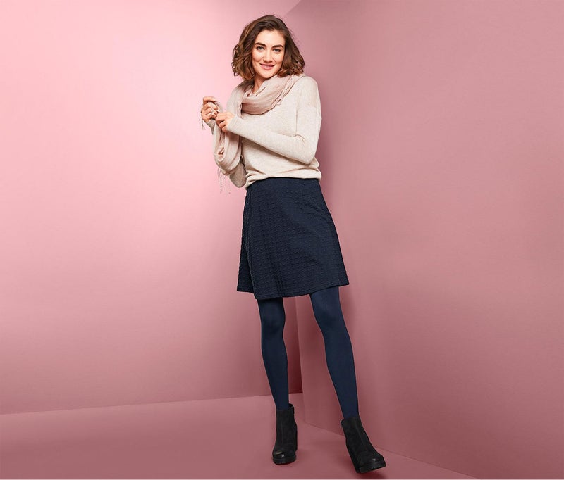 Tchibo تنورة ميدي محبوكة للنساء، كحلي - Image 1