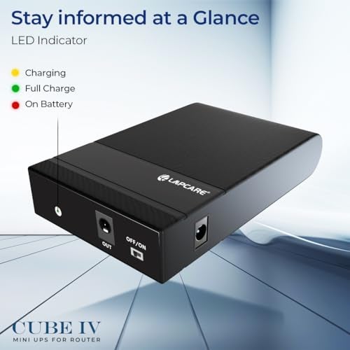 LAPCARE Cube IV Mini UPS for WiFi Router| Up to 4 Hours PowerBackup |Router UPS Compatible with 12V <2A Routers, FTTH, Modem, Set Top Box, Automatic Switching| Battery 4000mah & Smart Charging - Image 4