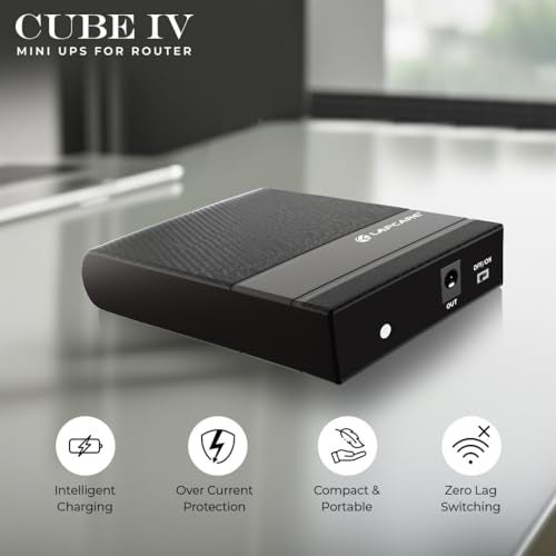 LAPCARE Cube IV Mini UPS for WiFi Router| Up to 4 Hours PowerBackup |Router UPS Compatible with 12V <2A Routers, FTTH, Modem, Set Top Box, Automatic Switching| Battery 4000mah & Smart Charging - Image 3