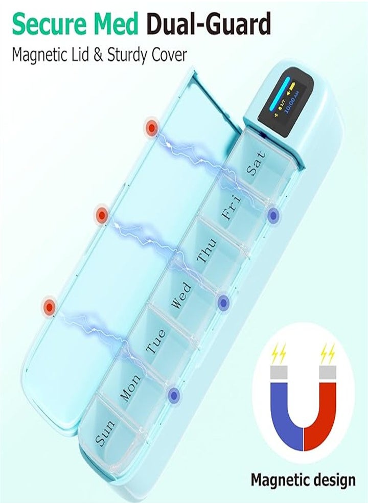 Generic - Smart Pill Organizer with Alarm, Bluetooth Daily Pill Box (7 Days with APP), Weekly Travel Pill Box, Portable Pill Reminder for Medication, Supplements, Pills and Vitamins (Green) - Image 1