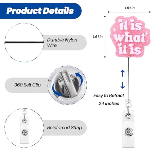 BVIIE IT is What IT is Funny Nurse Badge Reel, Cute ID Name Work Badge Holder with Retractable Clip, Badge Buddy for RN LPN CNA MA Nurse Doctor Nursing Student Teacher and Medical Workers - Image 4