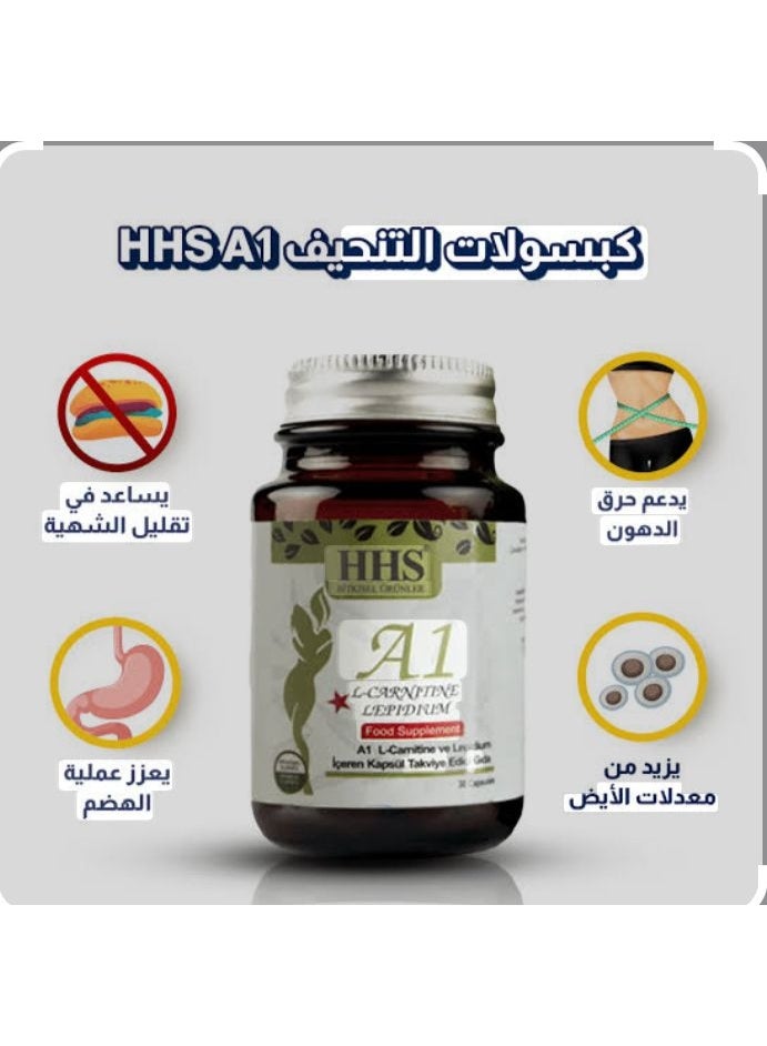 HHS A1 L-Carnitine and Lepidium Dietary Supplement to Support Weight Loss, Suppress Appetite and Stimulate Fat Burning 2 Packs of 60 Capsules - Image 3