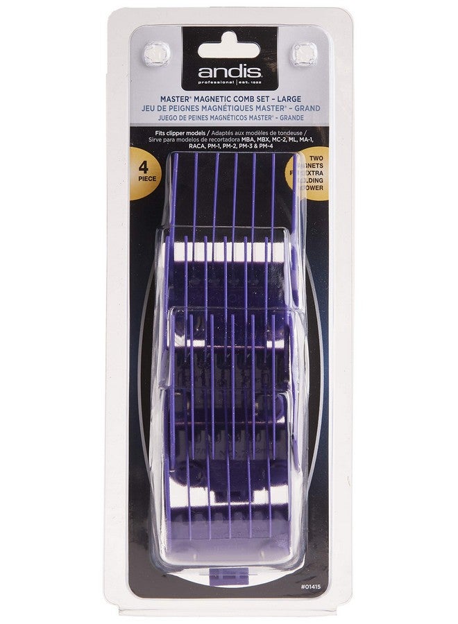 Andis 01415 Master Dual Magnet Large Comb Set - Crafted with High-Grade Metal, Contains 4 Different Size Combs - Providing a Comfortable & Snag-Free Experience - Purple - Image 2