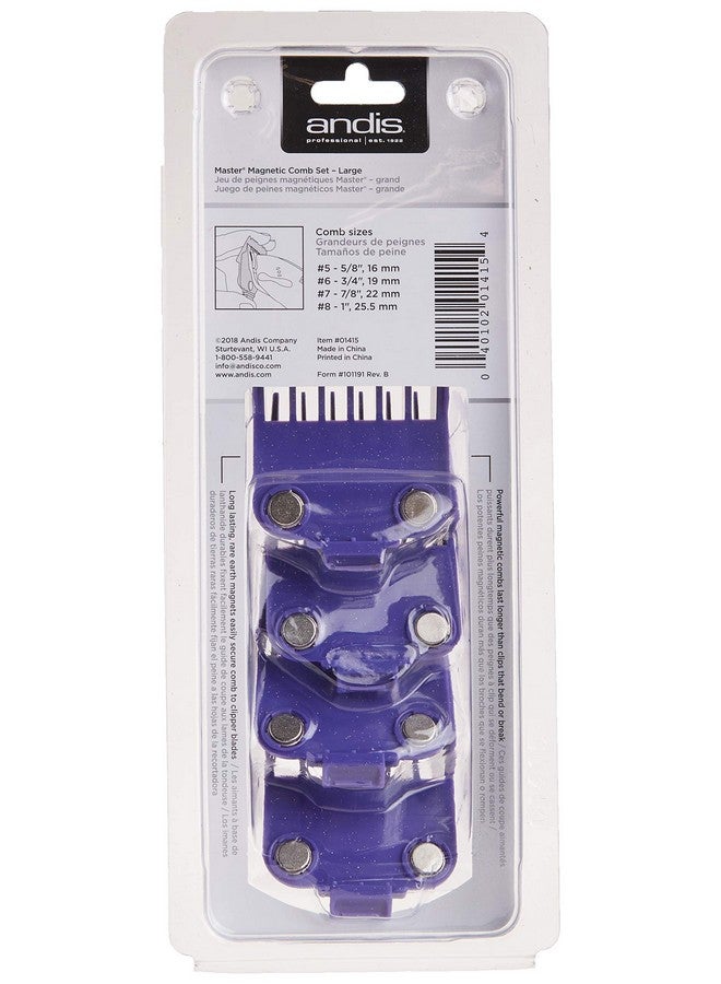 Andis 01415 Master Dual Magnet Large Comb Set - Crafted with High-Grade Metal, Contains 4 Different Size Combs - Providing a Comfortable & Snag-Free Experience - Purple - Image 3