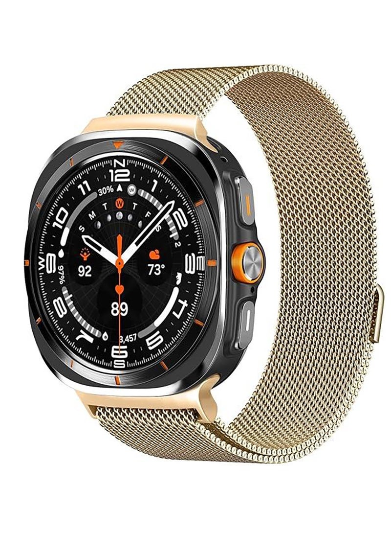 سوار ساعة يد مغناطيسي من الفولاذ المقاوم للصدأ لساعة سامسونج جلاكسي ووتش 7 الترا 47 مم - جولد Samsung Galaxy Watch 7 Ultra 47mm - Image 1