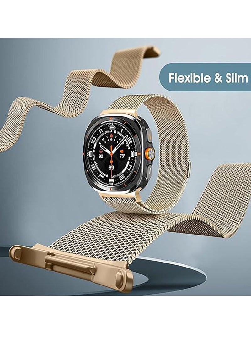 سوار ساعة يد مغناطيسي من الفولاذ المقاوم للصدأ لساعة سامسونج جلاكسي ووتش 7 الترا 47 مم - جولد Samsung Galaxy Watch 7 Ultra 47mm - Image 3