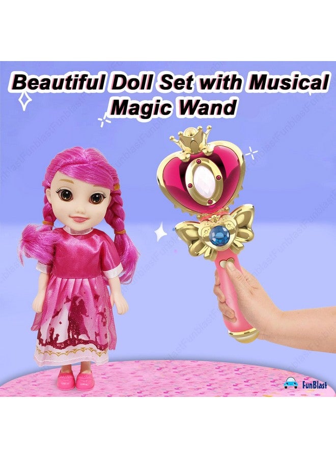 FunBlast Beautiful Doll Set with Musical Magic Wand, Girl Doll with Lighting & Music Wand for Kids, Musical Wand for Kids, Realistic Doll Toys for Girls - Color & Design of Wand May Vary - Image 2