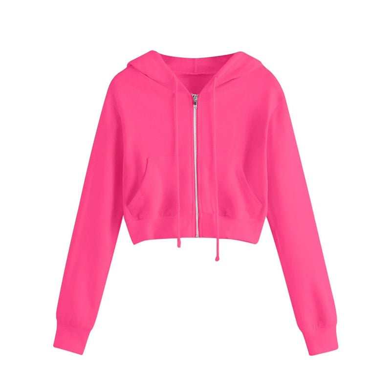 Stylish Hoodie Sweatshirt Zip-up Velvet Womens Coat Pink 