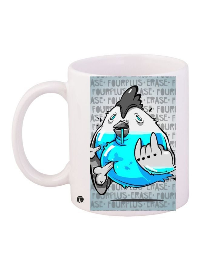 Anime Printed Coffee Mug White/Grey/Blue 11ounce