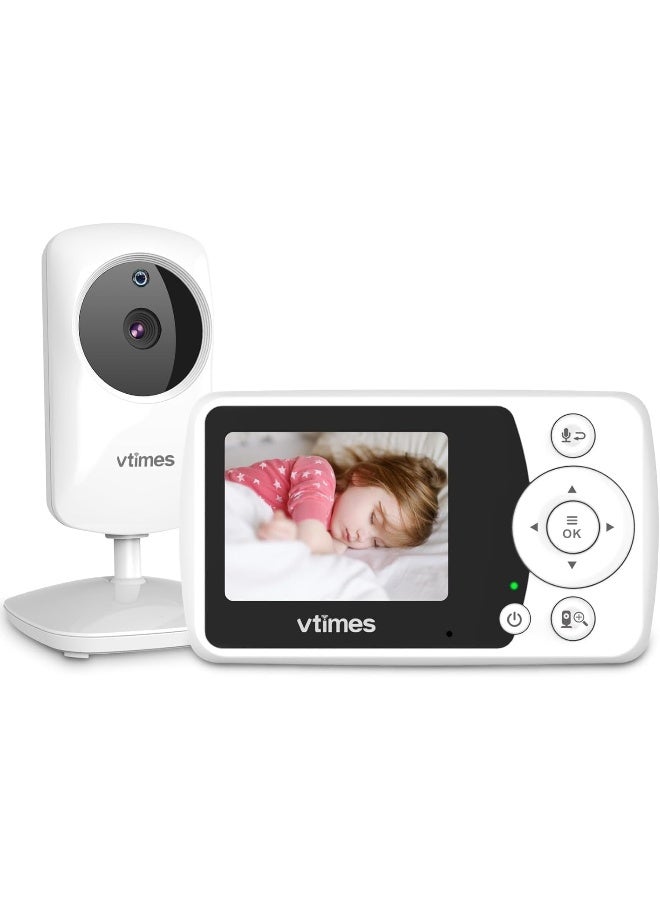 VTimes Baby Monitor with Camera and Audio, Video Baby Monitor No WiFi Night Vision, 2.4" LCD Screen Portable Baby Camera VOX Mode Pan-Tilt-Zoom Alarm and 1000ft Range - Image 1