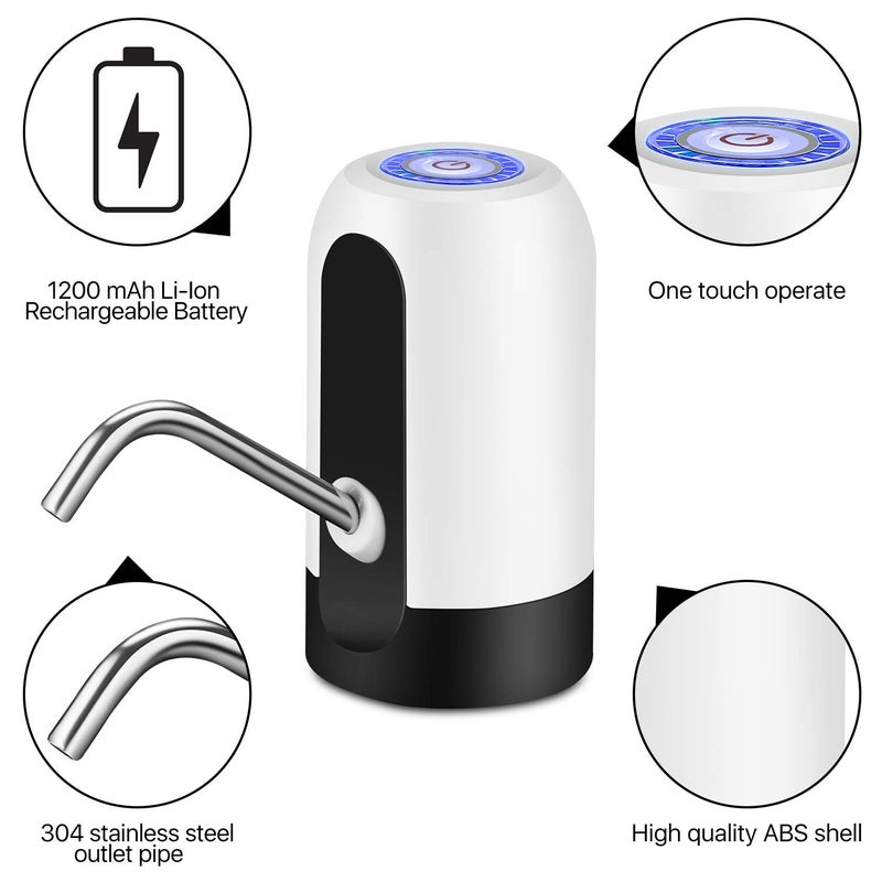 Flexzion Water Bottle Dispenser for 5/6 Gallon Jugs, Detachable Electric Cold Drink Beverage Pump w/Portable Mini Battery Box, Top Loading Type for Desktop Countertop Home Kitchen Office, White - Image 5