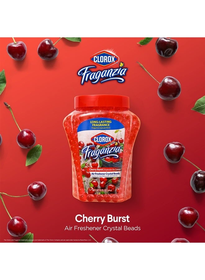 Fraganzia Air Care Air Freshener Crystal Beads in Cherry Burst Scent, 12 Ounces | Cherry Burst Scented Air Freshener Gel Beads from Clorox Fraganzia for Car or Home