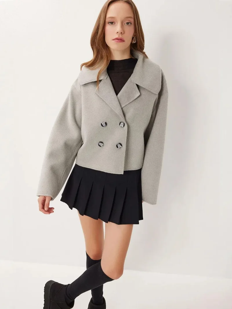 Lovely Istanbul ISTANBUL Textured Double Breasted Overcoat