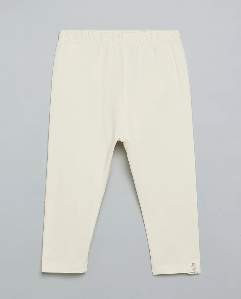 R&B Solid Leggings with Elastic Waist