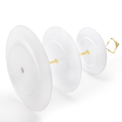 Goaste 3 Pack Tiered Cupcake Stand, Plastic Cupcake Stand Tower, 3 Tier Round Shape Dessert Serving Tray, White Cookie Candy Buffet Stand for Tea Party, Baby Shower, Wedding, Birthday, Christmas - Image 3
