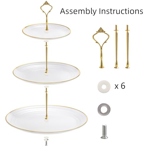 Goaste 3 Pack Tiered Cupcake Stand, Plastic Cupcake Stand Tower, 3 Tier Round Shape Dessert Serving Tray, White Cookie Candy Buffet Stand for Tea Party, Baby Shower, Wedding, Birthday, Christmas - Image 5