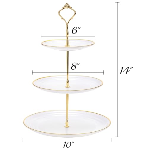 Goaste 3 Pack Tiered Cupcake Stand, Plastic Cupcake Stand Tower, 3 Tier Round Shape Dessert Serving Tray, White Cookie Candy Buffet Stand for Tea Party, Baby Shower, Wedding, Birthday, Christmas - Image 2