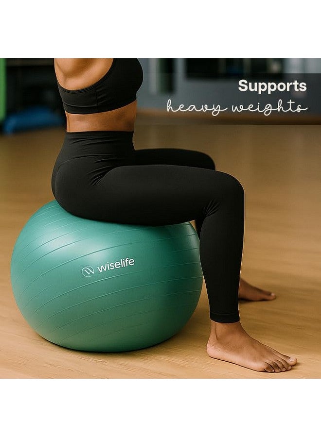 WISELIFE كرة جيم ويسلايف، كرة علاج طبيعي لليوغا في المنزل، كرة تمرين للاستقرار، لياقة بدنية، مضادة للانفجار، كرسي توازن مقاوم للانزلاق للمكتب، سويسري مع مضخة هواء (تركواز، 55 سم) - Image 5