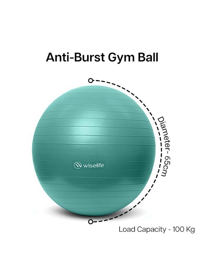 WISELIFE كرة جيم ويسلايف، كرة علاج طبيعي لليوغا في المنزل، كرة تمرين للاستقرار، لياقة بدنية، مضادة للانفجار، كرسي توازن مقاوم للانزلاق للمكتب، سويسري مع مضخة هواء (تركواز، 55 سم) - Image 3