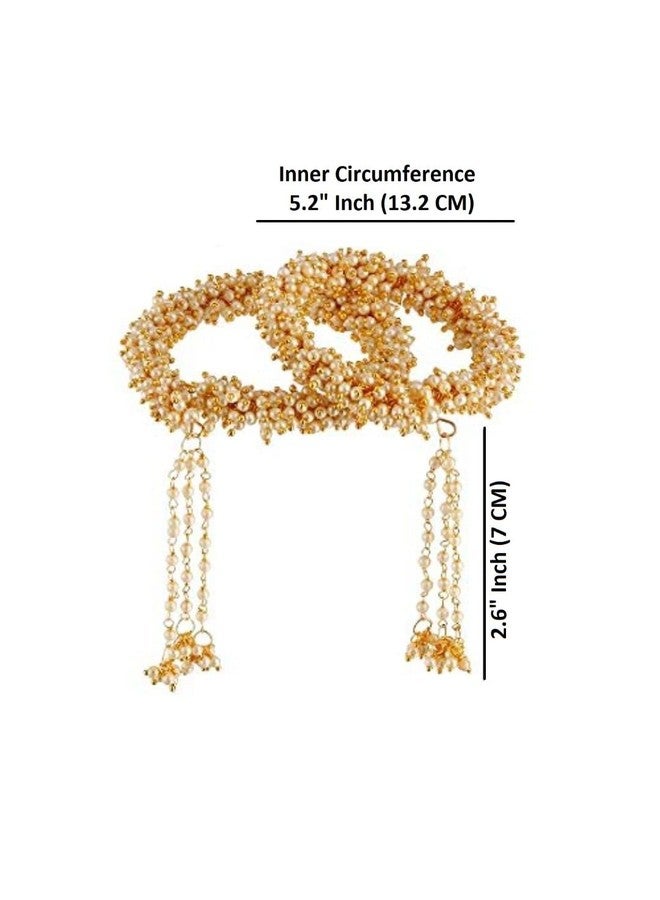 Efulgenz Indian Handmade Pearl Beaded Lumba Rakhi Bracelet Bangle Jewelry Set for Women Girls Gift for Bhabhi Sister (2 pc) - Image 5