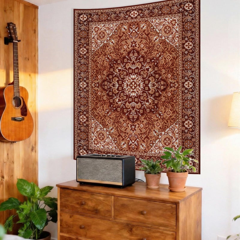 Apdidl Boho Mandala Hippie Wall Tapestry for Bedroom Aesthetic, Indian Bohemian Floral Tapestries Art Decor, Vintage Orange Fabric Vertical Wall Hanging for Living Room Dorm 51" X 60" - Image 4