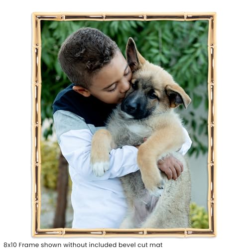Lawrence Frames Bamboo Design Metal Frame, 8x10, Matted 5x7, Gold - Image 2