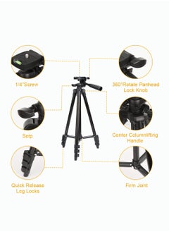 AccLoo 51 Inch Extendable Phone Tripod and Camera Stand with Bluetooth Remote and Clip  - Image 3