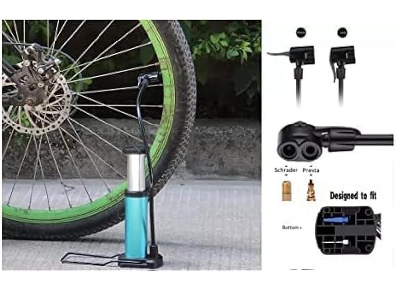 Innovative foot-operated air pump, easy to carry, lightweight, high pressure with additional pressure gauge (no counter) for motorcycles, cars, bicycles, footballs, balloons, and scooters (multi-colored) - Image 3