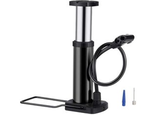 Innovative foot-operated air pump, easy to carry, lightweight, high pressure with additional pressure gauge (no counter) for motorcycles, cars, bicycles, footballs, balloons, and scooters (multi-colored)