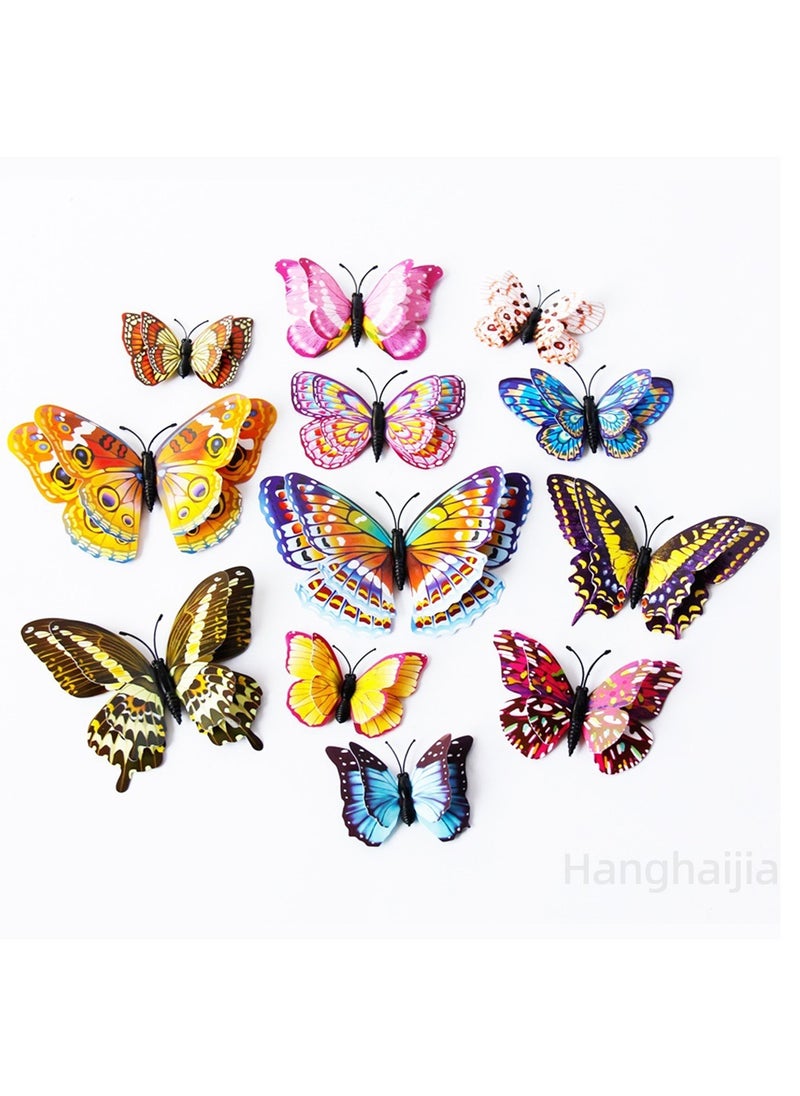 Hanghaijia 12 PCS Colorful Mixed Butterfly Stereo Wall Stickers With Night Colors , Removable DIY Home Nursery Scene Ambience Decoration  - Image 1